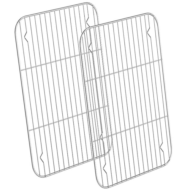 Cribun Support de Refroidissement Lot de 2, Support de Cuisson en Acier Inoxydable pour Refroidissement Cuisson Rôtissage Séchage, Rectangle 15.3 Pieds'x11.3 Pieds'x0.6 Pieds', Compatible avec Petit Four Grille-Pain, Four et Lave-Vaisselle