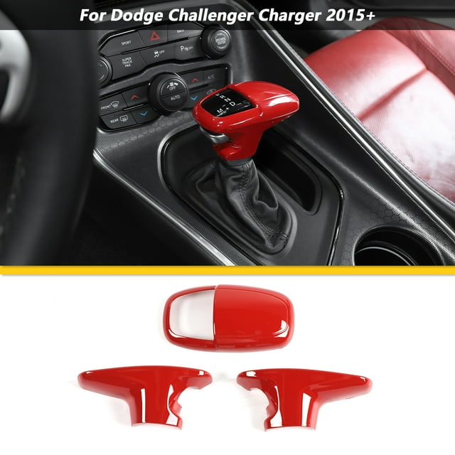 CheroCar Gear Shift Knob Trim Accessories for Dodge Challenger Charger 2015-2020 Red