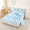 thumbnail image 2 of Erosebridal Kawaii Blue Bow Love Heart Girl Bed Sheets 4pcs,Cute Personalized Initial A King Sheets For Teens, 2 of 5