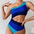 thumbnail image 5 of Celivon One Piece Swimsuit For Women One Shoulder Hollow Color Block Swimwear Bathing Suit Hot Spring Wear, 5 of 9