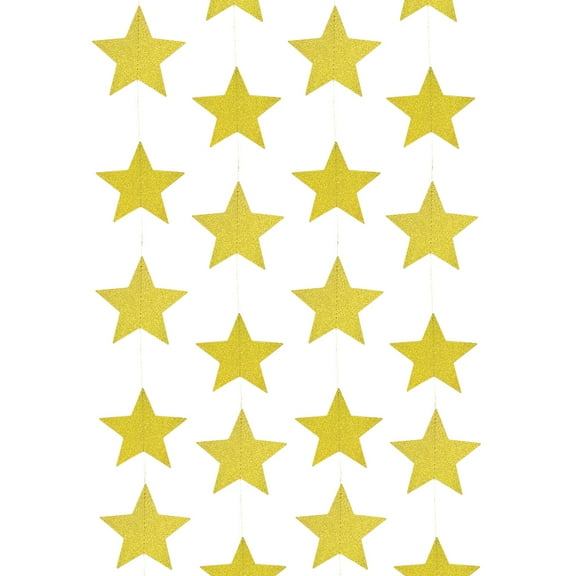 Wrapables® 26ft Total Paper Star Garland Party Decorations for Weddings, Birthday Parties, Baby Showers, and Nursery Décor (Set of 2), Gold Shimmer