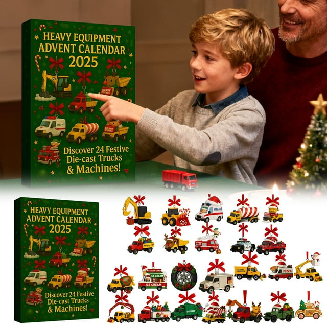 Heavy Advent Calendar 2025 – 24 Days Of Trucks | Acrylic Hanging Holiday Countdown Keepsake For Home