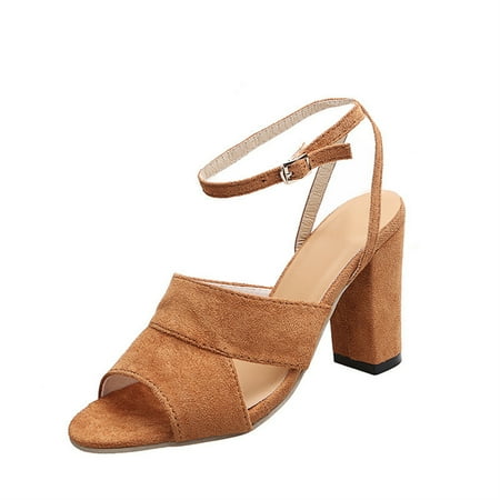 

Peep Toe Slingback Ladies High Heels Sandals with Buckle Casual Shoes Summer Beach Supply Vintage Style