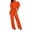 Orange, variant on HBFAGFB Jumpsuits for Women Fashion Crew Neck Short Sleeves Lace up Wide-Leg Rompers Orange Size 2XL