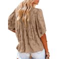 thumbnail image 3 of Txlixc Blusa informal para mujer, cuello en V, manga acampanada, textura de flores, botones, camisa suelta con volantes para mujer Txlixc  Moda, 3 of 5