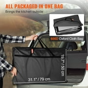 VEVOR Camping Kitchen Table Portable Outdoor Cooking Table Folding Camping Table, Adjustable Heights, Ideal for Outdoor Picnics, BBQs, Camping, RV Traveling, Black