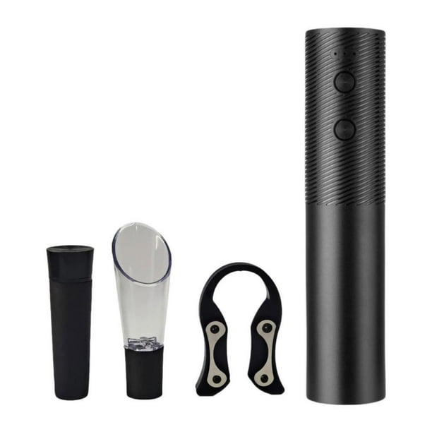 Juego de abridor de vino automático con sacacorchos eléctrico y accesorios para bar Negro