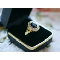 thumbnail image 3 of 3Ct Oval Cut Lab Created Blue Sapphire Halo Wedding Ring 14K Yellow Gold Plated, 3 of 3