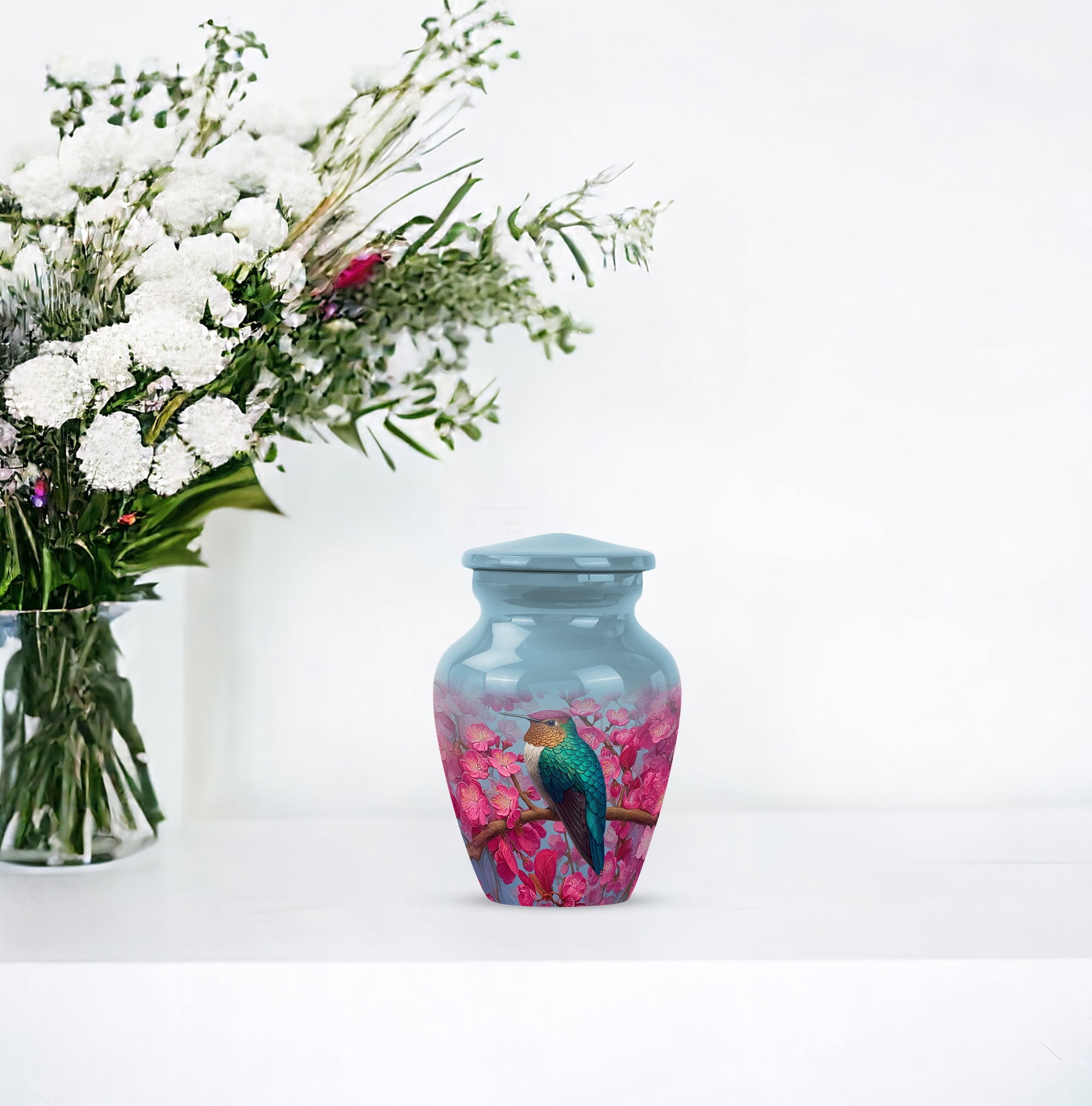 Humming Bird Keepsake Urns For Human Ashes Baby Girl & Boy, Cremation Urns For Ashes Women, Large Decorative Funeral Urn For Ashes For Male, Female (Size-10inch 1pcs, 3inch 1pcs)
