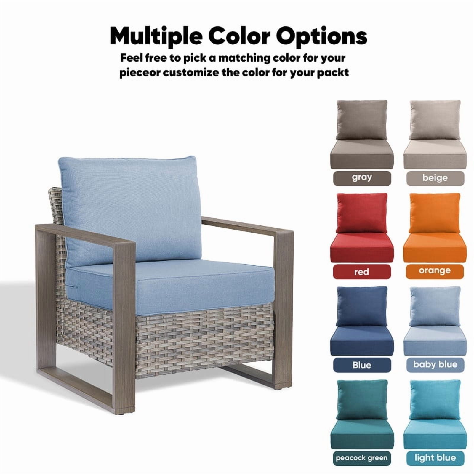 Gymojoy 22 in. x 24 in. x 6 in.Deep Seat Cushion Set, Olefin 8-Piece Deep Seating Outdoor Replacement Lounge Chair loveseat Sofa Cushion in Turquoise