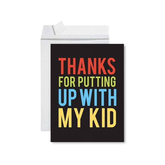 Koyal Wholesale Jumbo Teacher Appreciation Cards - Best Staff Creative Thank You Card|Envelope, Putting Up With My Kid