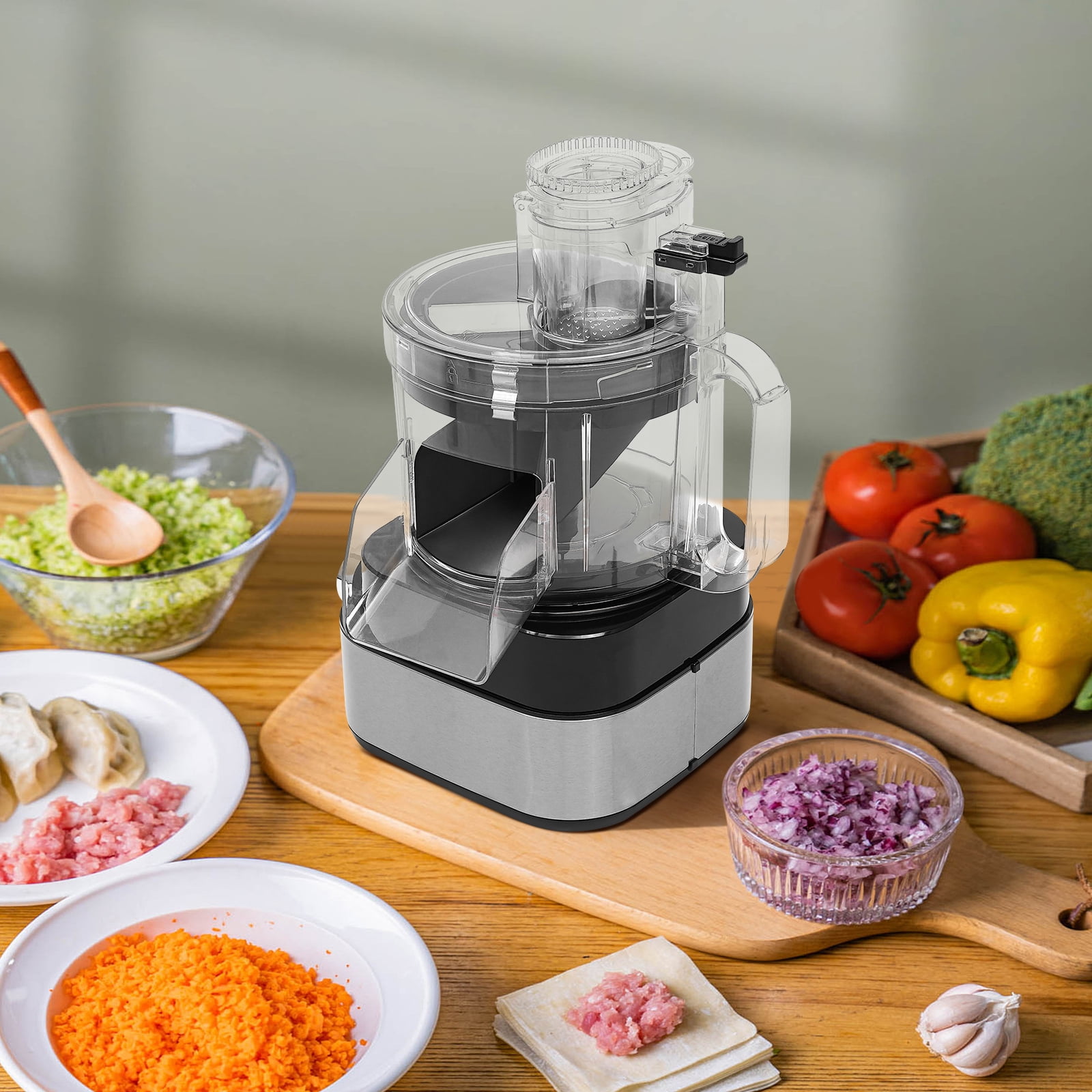 600W Commercial Food Processor 5 in 1 Professional Veggie Shredder Multifunctional Meat Grinder Blender
