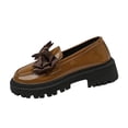 thumbnail image 2 of Miluxas Women's Leather Platform Loafers with Bow - Chunky Trendy Slip-On Dress Shoes for Work & Casual Wear Khaki 9.5(43), 2 of 9