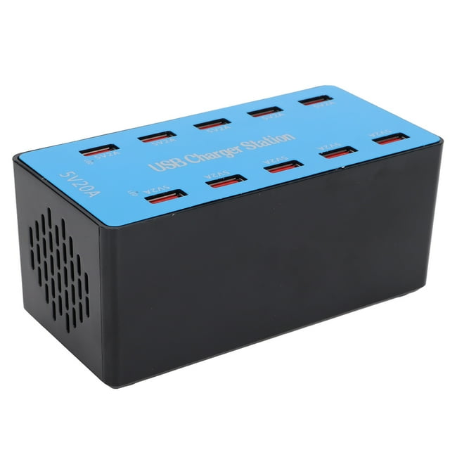 100W 10 Port Fast Charging Station, Stable Antislip Intelligent 100-240V 100W 10 Port USB Hub Charger Efficient with Power Cable for Cell Phone for Tablet EU Plug,UK Plug,US