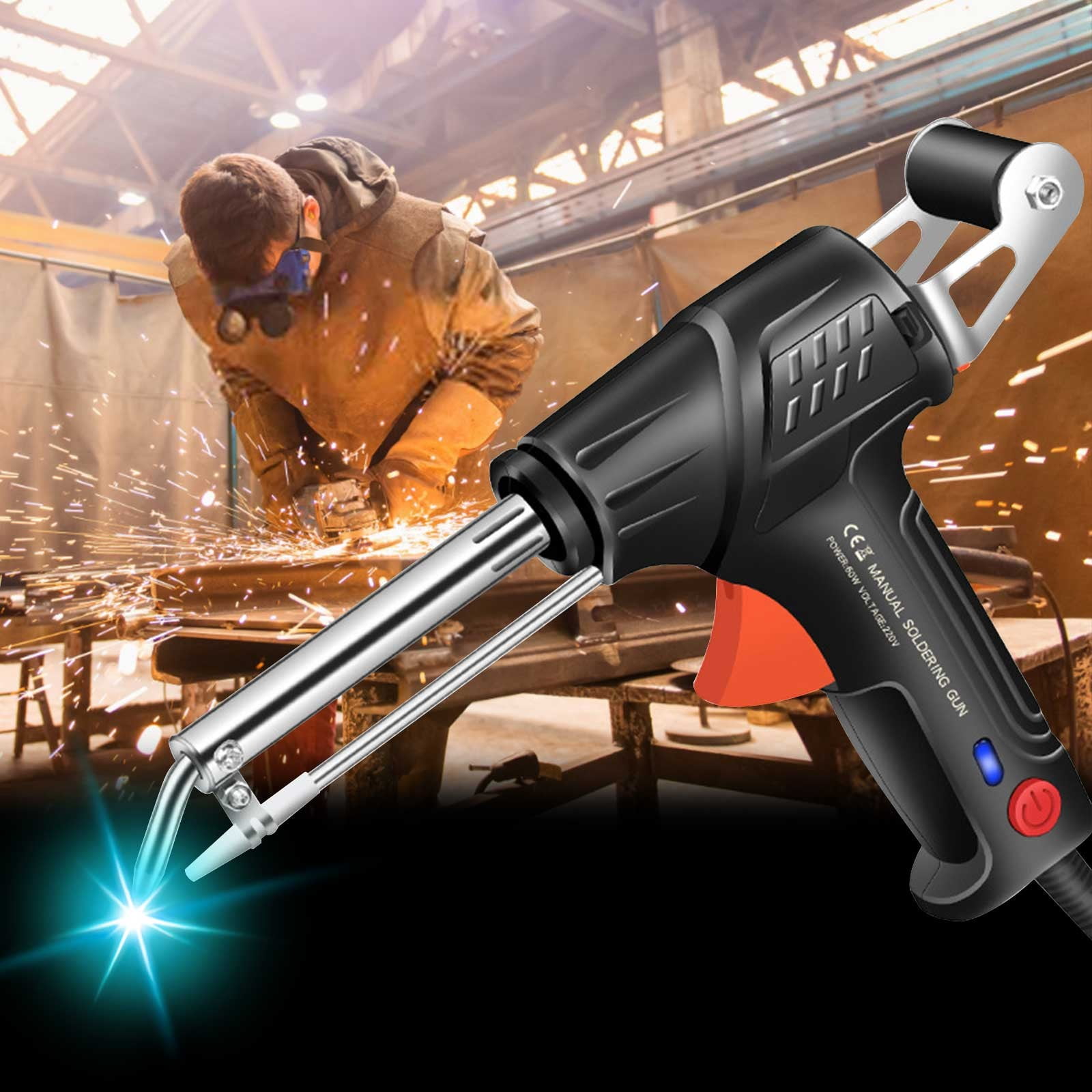 Bfogop Soldering Iron Kit - Multi-function Soldering Iron Soldering Gun Set - 60W 110V Automatic Soldering Gun with Solder Gun, Solder Wire, Desoldering Pump, Tweezers