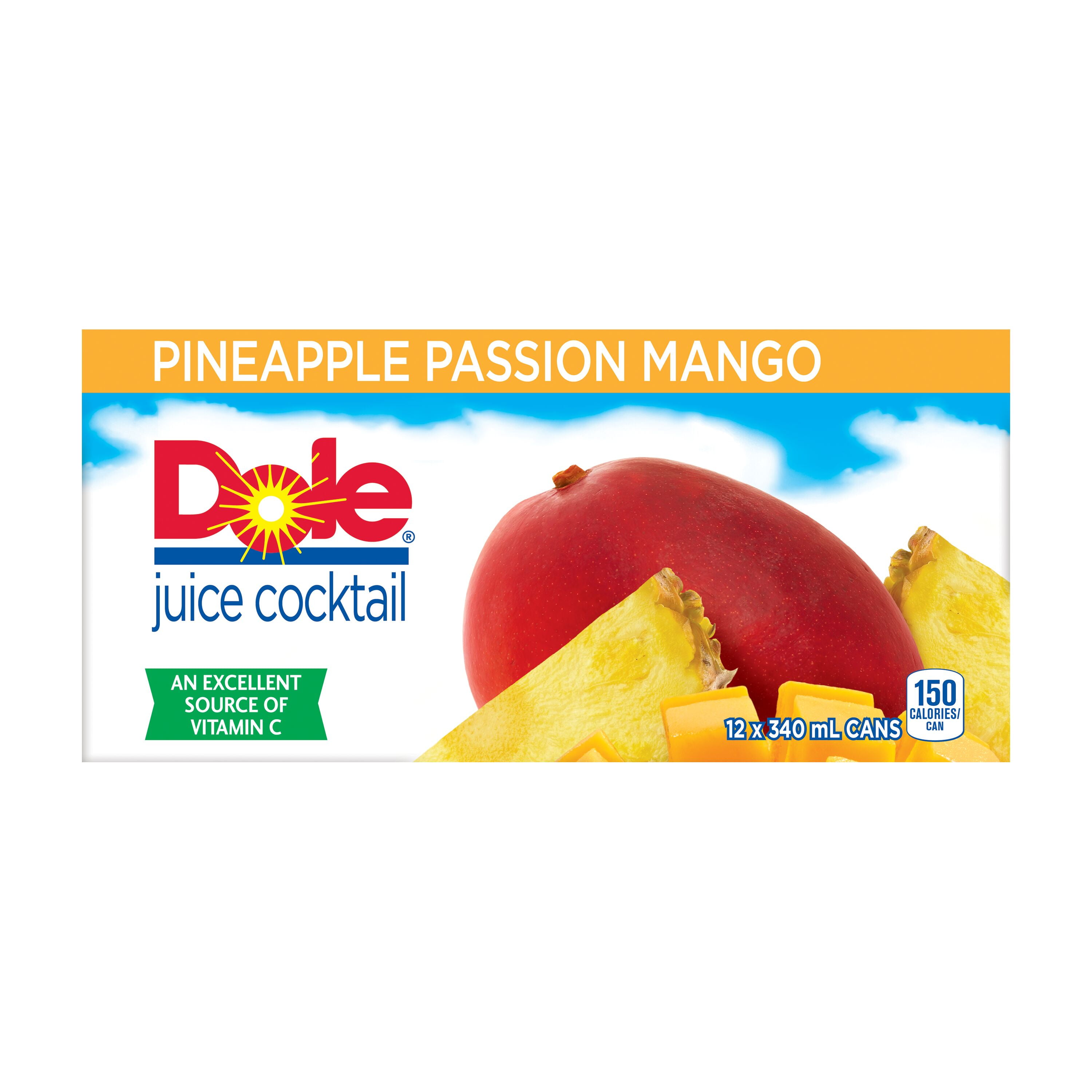 Dole Cocktail de Jus Ananas Passion Mangue 12 x 340 mL, Canettes 12x340mL