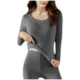 thumbnail image 1 of Timegard Tops for Women Fall Winter Fleece Warm Round Neck Long Sleeve Seamless Bottom Tops Blouse, 1 of 3