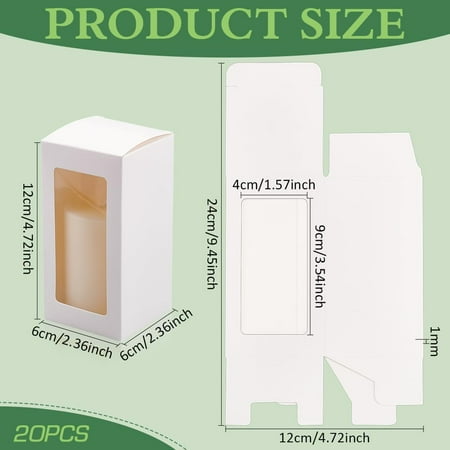 20 Packs 2.3x2.3x4.7 Inch Clear Window Gift Boxes White Bakery Boxes Gift Packaging Boxes