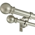 thumbnail image 1 of Mayrhyme Brushed Nickel Double Curtain Rods 36-72 Inch,1‘‘Front and 5/8‘‘Back Double Drapery Rod with Small Round Ball and Aluminum Brackets, Adjustable Dual Window Rod for Sheer/Blackout Curtains, 1 of 7