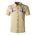 thumbnail image 2 of Birdeem Chemise Imprimée à Manches Courtes Brodée Mode Style Été pour Hommes, 2 of 12