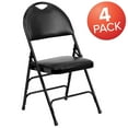 thumbnail image 3 of Flash Furniture 4 Pack HERCULES Series Ultra-Premium Triple Braced Black Vinyl Metal Folding Chair with Easy-Carry Handle, 3 of 14