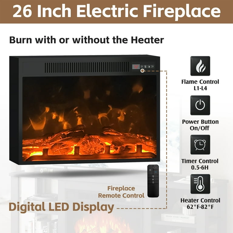 Homall Fireplace TV Stand for TVs up to 65" with Extra large compartment storage Multimedia Entertainment Control Center for Living Room,Black