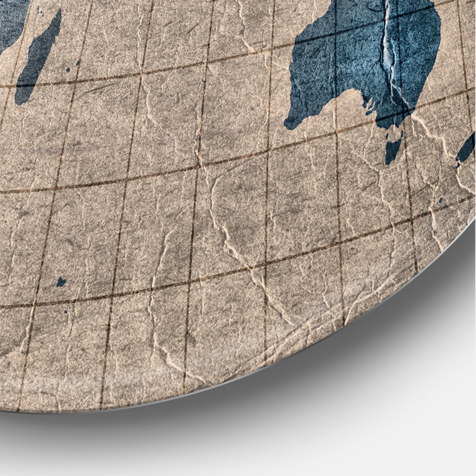 Designart 'Ancient World Map I' Rustic Circle Metal Wall Art 29x29 - Disc of 29