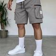 thumbnail image 2 of Dwelliawo Summer Casual Short Pants Drawstring Elastic Waist Summer Quick Dry Shorts Big and Tall Hiking Outdoor Cargo Shorts Pants with Pockets Gray XL, 2 of 5