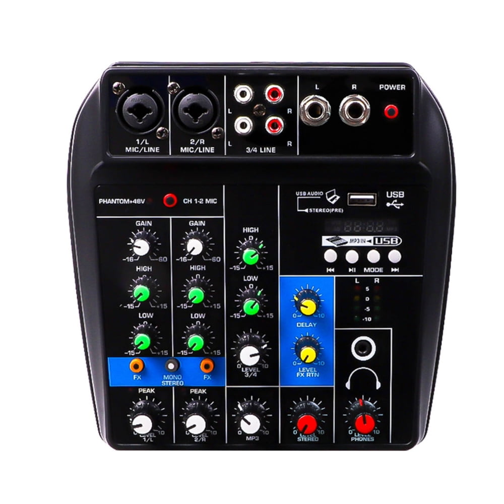 Sound Mixing Console 4 Channels Compact Size 48V Record Computer Mixer