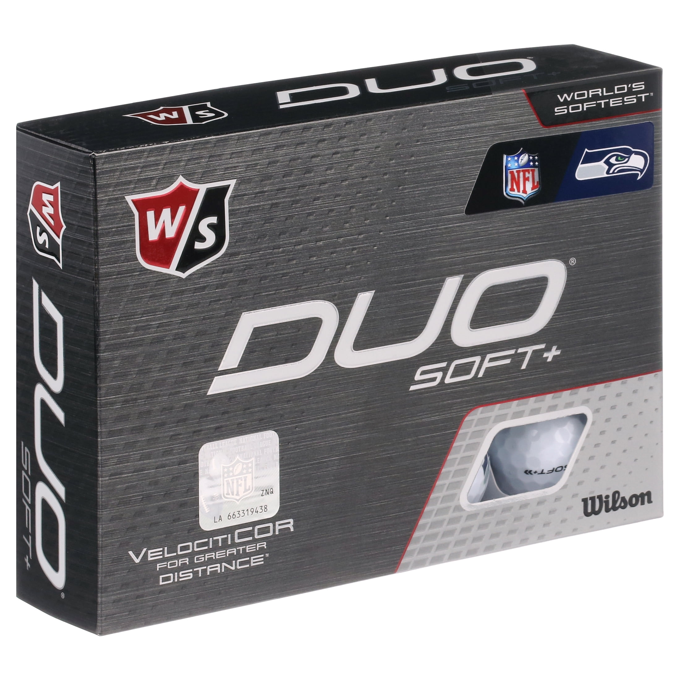 Wilson Staff Duo Soft + NFL Golf Balls White, Seattle Seahawks