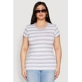 thumbnail image 2 of Womens Plus Size Striped Crew Neck Tee, 2 of 5