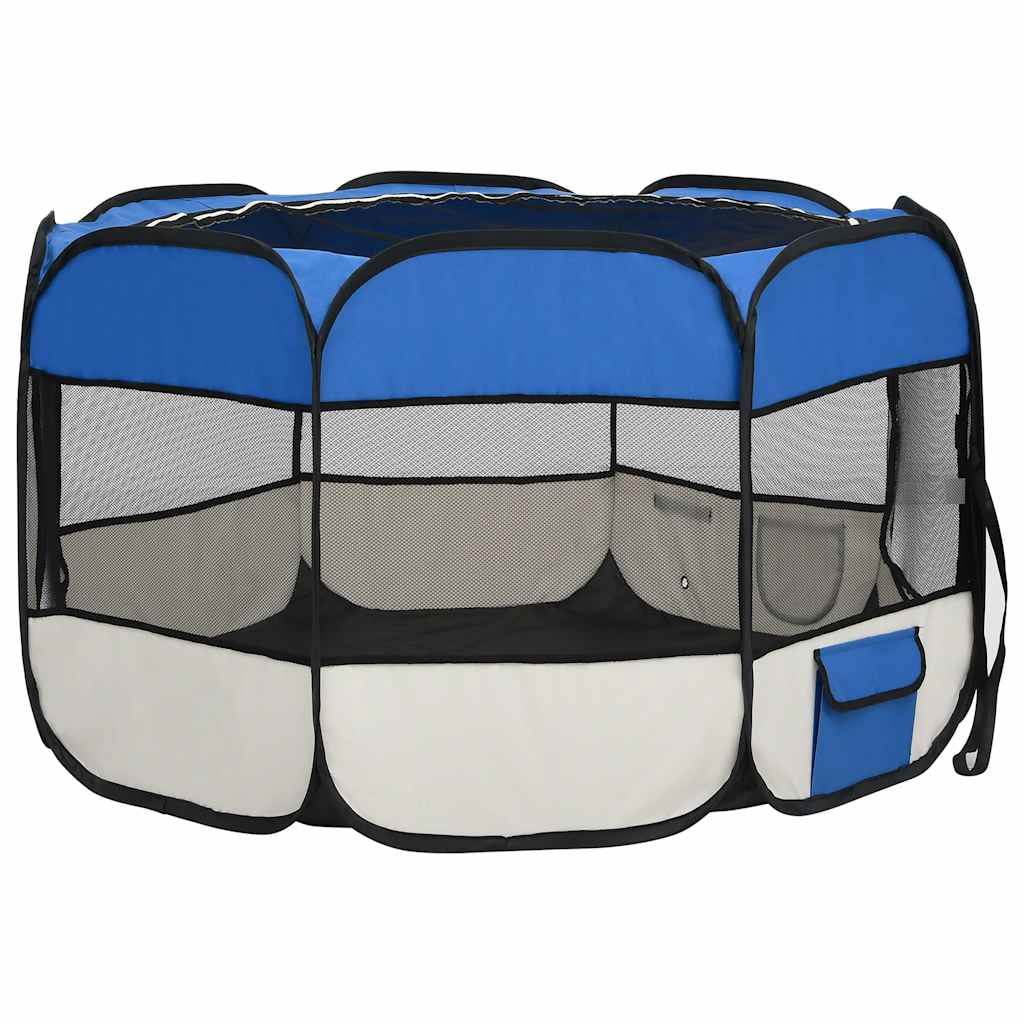 vidaXL Foldable Dog Playpen with Carrying Bag Black 57.1"x57.1"x24"