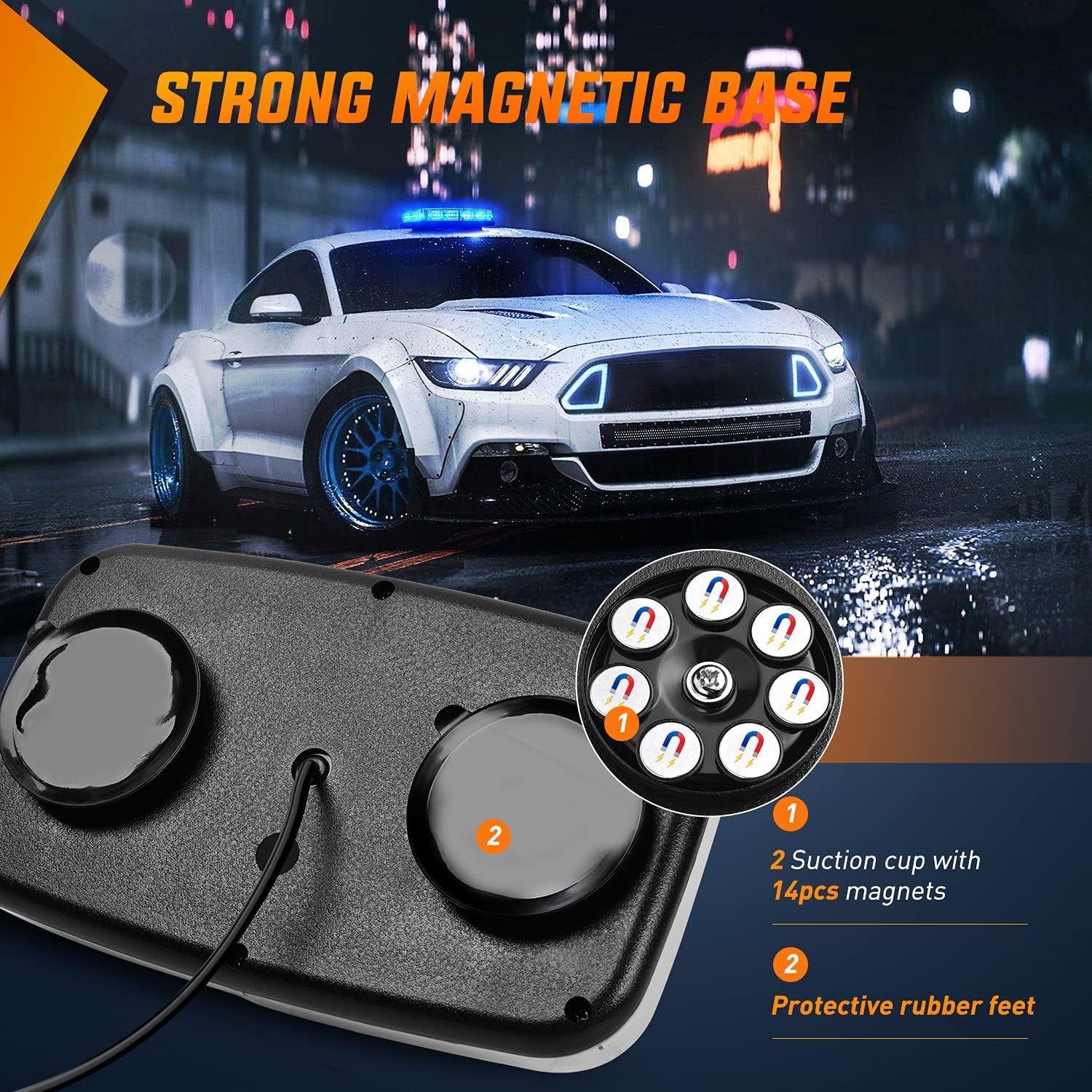 Nilight 12 Inch Roof Top Strobe Lights 48LED Hazard Light Emergency Safety Warning LED Flashing Light Bar Magnetic Mount 12V 24V Cars Trucks Tractors Snow Plows Construction Vehicles