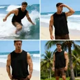 thumbnail image 5 of Chiccall Men's Cotton Linen Workout Gym Tank Top Sleeveless Cut Off Muscle T Shirts Running Beach Loose Fit Tees Gray 3XL, 5 of 5