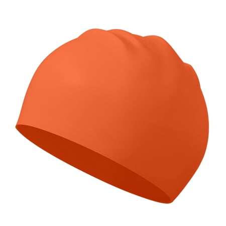 YOOSMATIC Swim Cap,3D Ergonomic Design Swim Cap for Long Hair, Silicone Swimming Caps for Women Men Adults Orange