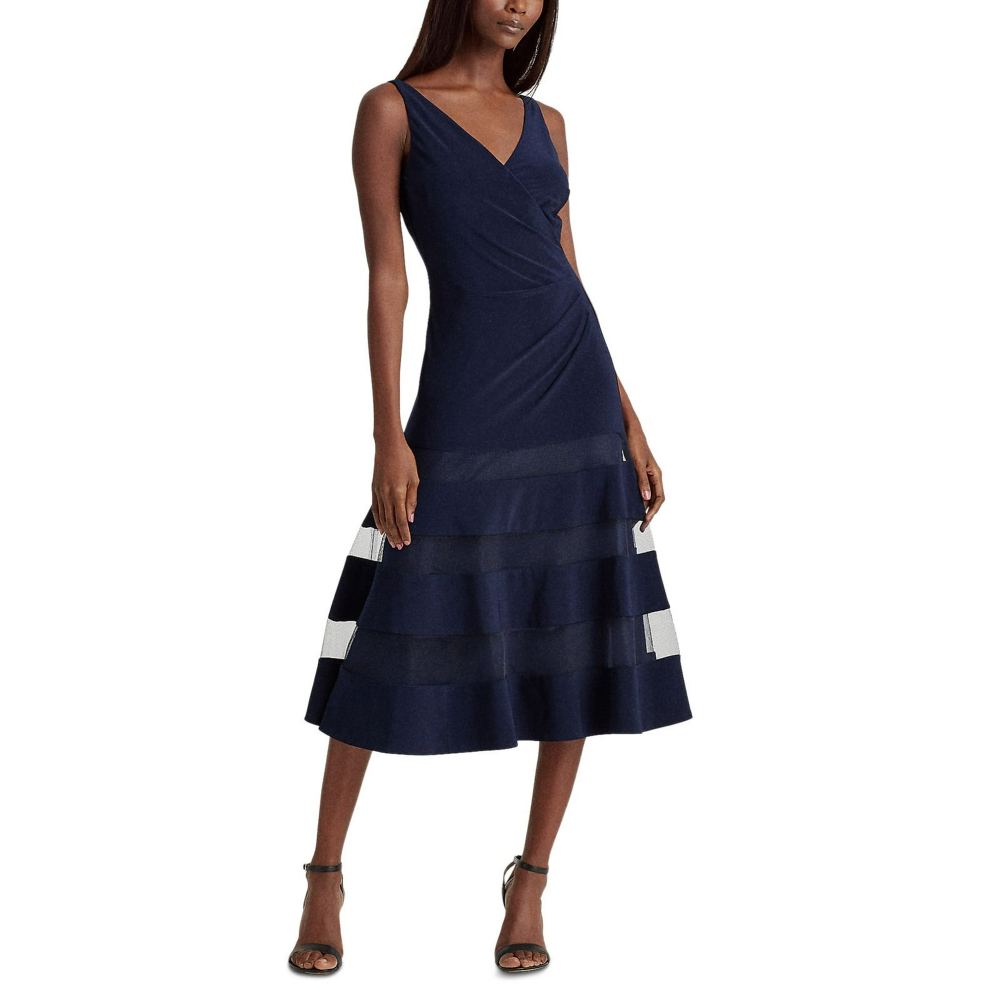 Ralph lauren tulle panel jersey gown hot sale