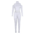 thumbnail image 4 of AherBiu Workout Bodysuits for Women Long Sleeve Slim Stretchy Comfy Rompers Cold Shoulder Skinny Jumpsuit, 4 of 6