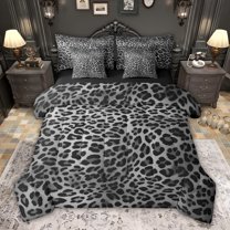 Feelyou Leopard Cheetah Print Twin Bedding Sets 7-Piece, Jungle Wildlife Bedding Comforter Set, Modern Fashion Style Reversible Sheet Sets, Microfiber Bedroom Decor