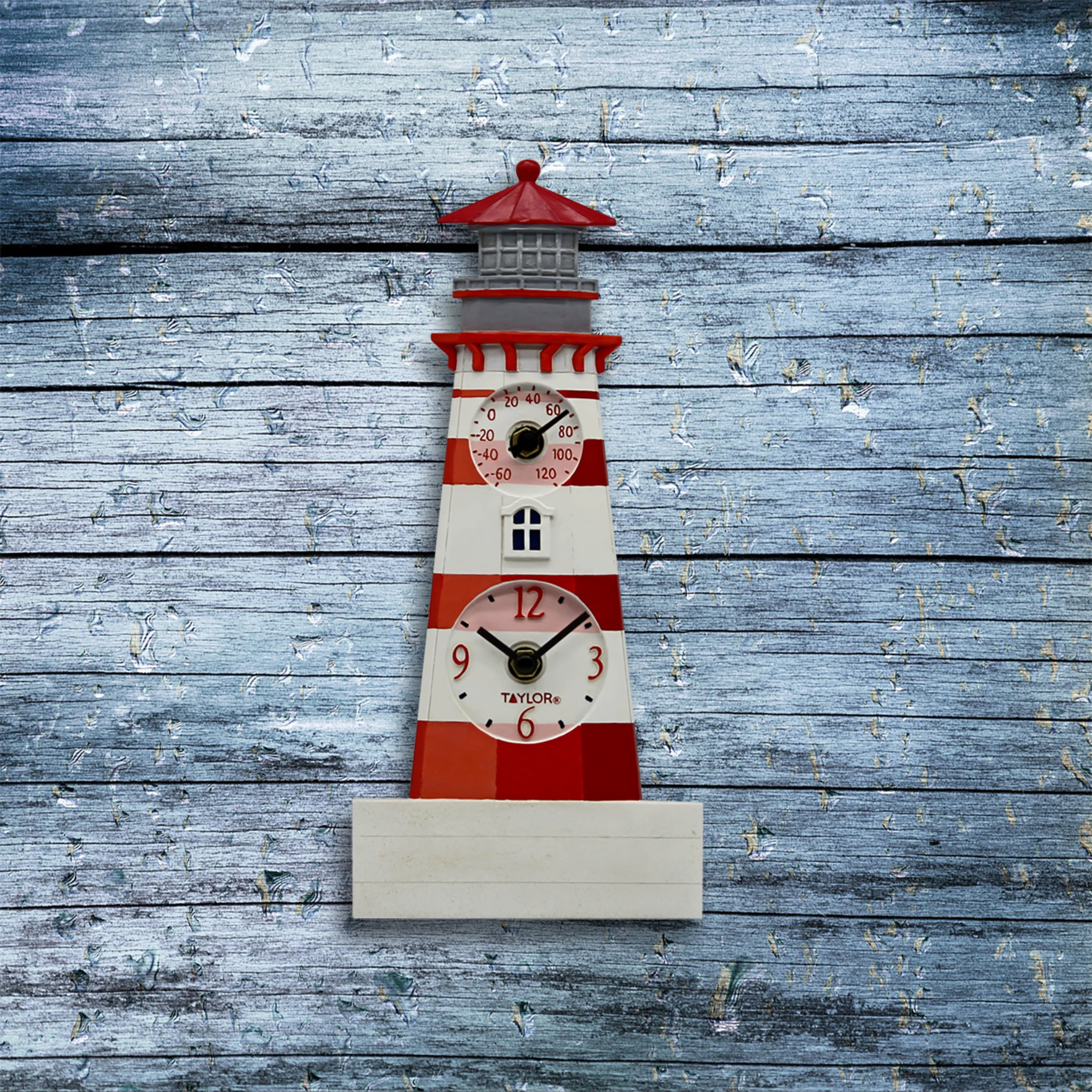 Taylor Precision Products 12-inch Lighthouse Clock with Thermometer