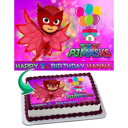 OWLETTE PJ  MASKS  Edible Image Cake Topper Personalized 