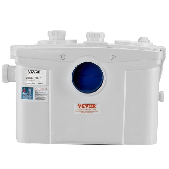 Macerating Toilet System with Powerful 800W Macerator Pump, Rear Discharge and Upflush Toilet For Basement, Dual Flush Water Disposal, Macerating Toilet System Kit with 4-Inlet, Space Saving