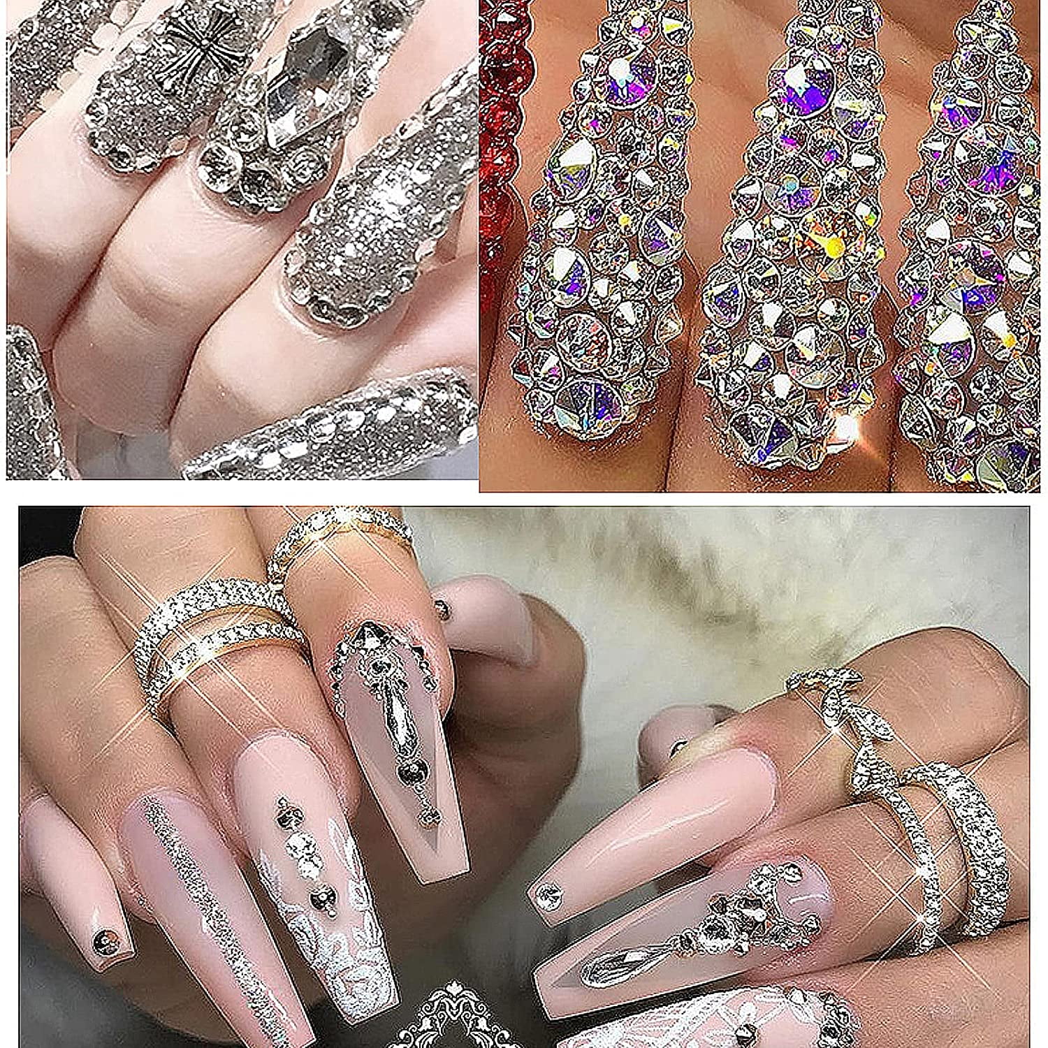 Nail Gems with Crystals Rhinestones, Nail Art Supplies Diamond Nails Stones  for Nails Decoration Makeup - style 4