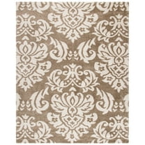 SAFAVIEH Florida Desmond Damask Shag Runner Rug, Beige/Cream, 2'3" x 19'
