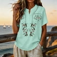 thumbnail image 6 of JULMCOMO Cotton Linen Shirts for Women Floral Embroidery Henley Short Sleeve Loose Vintage Blouses Comfy Casual Shirts Fluorescent Green 3XL, 6 of 7