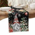 thumbnail image 6 of Black Christmas Gnomes Cotton Linen Table Runner for Dining Kitchen, Xmas Tree Poinsettia Winter Gifts Wedding Outdoor Party Tablerunners Decoration, Dresser Scarf Coffee Tablecloth Runners 13"x48", 6 of 9