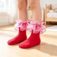 thumbnail image 7 of Multi Layer Ruffle Frilly Ankle Socks Soft Cotton Girls Dress Socks Ideal for Church Party School Matching Outfits(Hot Pink,XL), 7 of 7