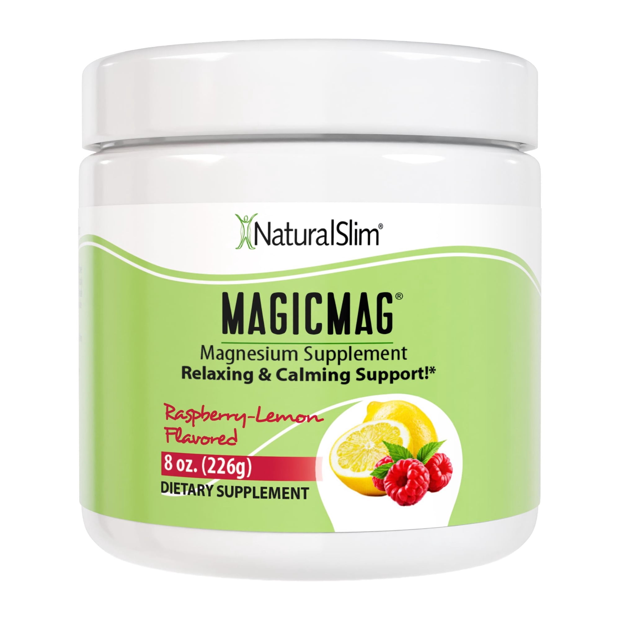 NaturalSlim MagicMag Magnesium Citrate Powder Drink for Relaxation, Stress, Constipation, Better Rest & Digestive Health, Magnesium Supplement for Women and Men, Raspberry Lemon 8oz