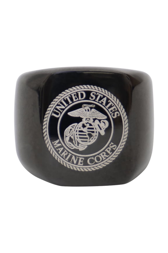 Stainless Steel USMC Eagle, Globe and Anchor Ring - Black