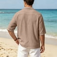 thumbnail image 7 of Lenpel Men's Button down Shirts Half Sleeve Deep V Neck Notched Collared Beach Vacation Shirts Casual Summer Tops with Pockets, 7 of 7