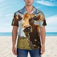 thumbnail image 2 of Balery Daisy Flower Field Cow Camisas hawaianas de manga corta para hombre, camisas playeras de corte holgado, camisas de vacaciones con botones,Small, 2 of 7